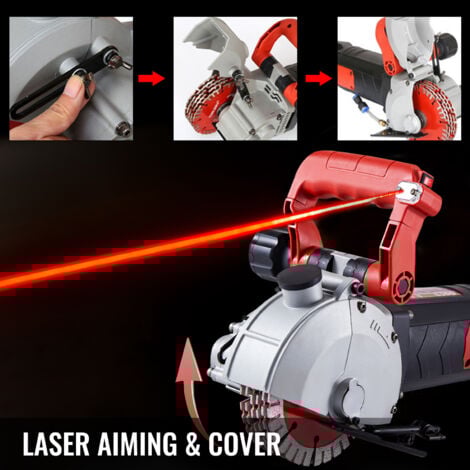 Mophorn Wall Chaser 41mm Profondeur de coupe 4800W Machine a couper les rainures murales avec 8 lames de scie de 125mm de diametre 6200r/Min et rayon infrarouge