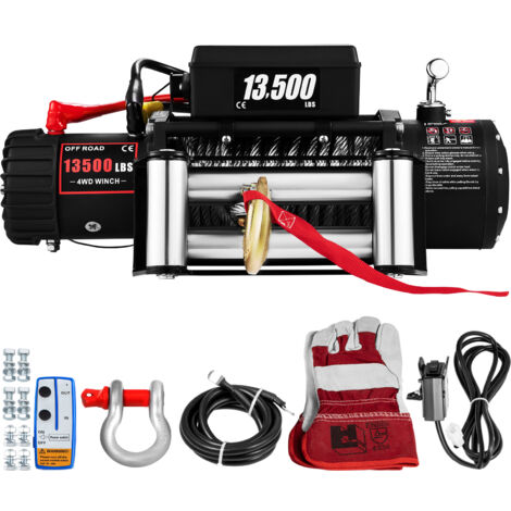 Mophorn – Treuil électrique 12V 13500Lb – Câble acier 24m – Commande sans fil – Train d'engrenage 4 voies – Pour récupération lourde