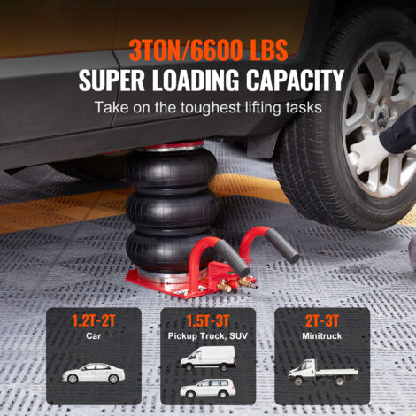 Mophorn Cric pneumatique à triple sac  de 3 tonnes/6 600 lb pour levage de voiture et SUV