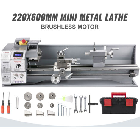 Mophorn Mini Tour à Métaux 750W Vitesse Variable 50 à 3000Rpm 220 x 600mm Tour de Précision pour le Fraisage des Métaux (1/5)