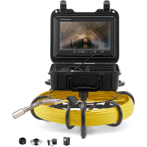 Mophorn – Caméra d'inspection 9 pouces 720p – Câble de 50 m – 12 LED réglables – Résistance à l'eau IP68 – Carte SD 16 Go incluse