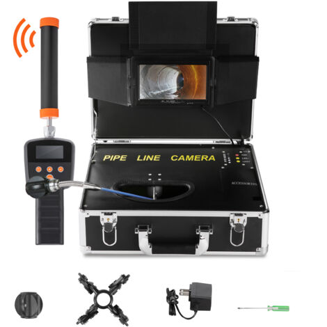 Mophorn Caméra d'égout, caméra d'inspection de tuyaux de 100 pieds, écran 7" 1000TVL, avec localisateur 512 Hz, pour l'inspection des pipelines (1/5)
