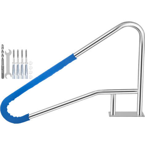 Mophorn Rail de piscine 137 x 91,4 cm en acier inoxydable 304 antirouille avec couvercle bleu, foret M8, vis auto-taraudeuses – Main courante de piscine humanisee, capacite de charge de 250 kg (1/5)