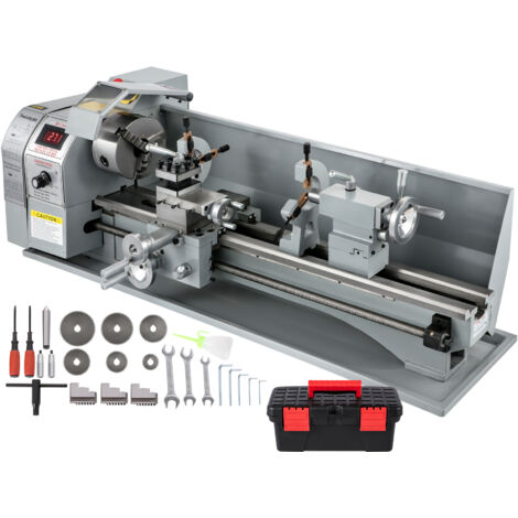 Mophorn Mini tour à métaux 1100W 220MMx750MM Vitesse variable Fraiseuse à métaux Tour à métaux numérique avec mandrin à 3 mors, cône de broche MT5, cône de contre-pointe MT2