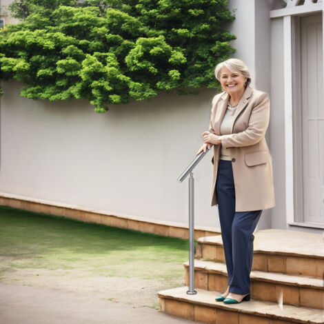 Mophorn 39,4 po/100 cm (L) Rampes pour marches extérieures. Kit de rampes d'escalier en acier inoxydable avec installation. Conception à double colonne pour les personnes âgées. Idéal pour porche (1/5)
