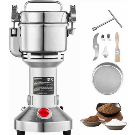 Mophorn Moulin à grains électrique 300 g, 1 500 W, haute vitesse, en acier inoxydable, pour grains secs, épices, céréales, café, maïs, poivre, type droit