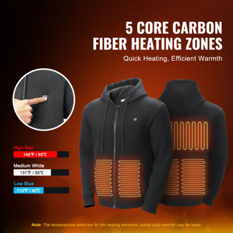 Sweat à Capuche Chauffant 14 Zones - Batterie 27000mAh, 3 Températures Réglables, Pour Homme Et Femme
