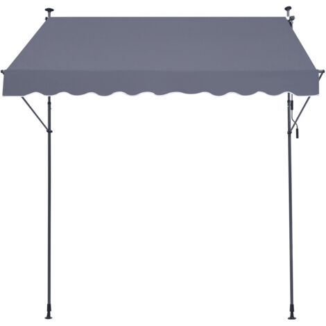 Mophorn Auvent de terrasse rétractable, 98 x 47 po, avec manivelle manuelle. Hauteur réglable de 86 à 122 pouces. Auvent de terrasse extérieur gris foncé, adapté pour terrasse, balcon, cour (1/5)