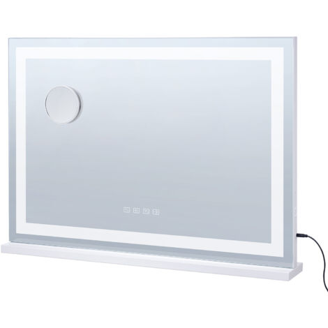 Mophorn – Miroir grossissant 5x avec lumière tricolore et Bluetooth – Dimensions 31,5 x 21,7 pouces – Installation murale ou sur bureau – Verre antidéflagrant (1/5)