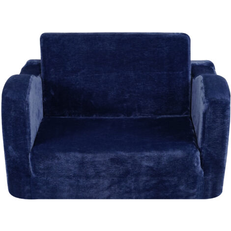 Mophorn – Canapé-lit convertible pour enfants – Tissu en velours doux – Dimensions 104 x 58 x 32 cm – Charge max 20 kg – Chaise longue pliable bleu (1/5)