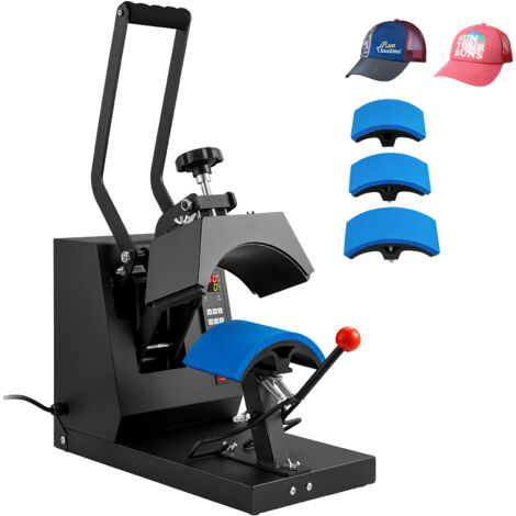 Presse à chaud pour casquettes 4 en 1 Mophorn 6 x 3 pouces Transfert par sublimation à clapet Minuterie numérique LCD avec 4 éléments chauffants incurvés