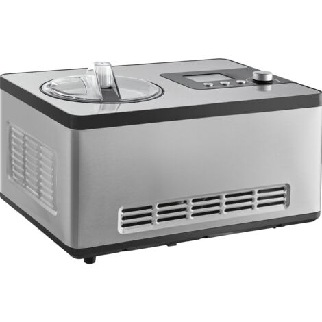Sorbetière automatique Mophorn avec compresseur intégré, 2 litres, sans pré-congélation, sorbetière électrique en acier inoxydable, machine à glace à 3 modes avec écran LCD et minuterie, argent