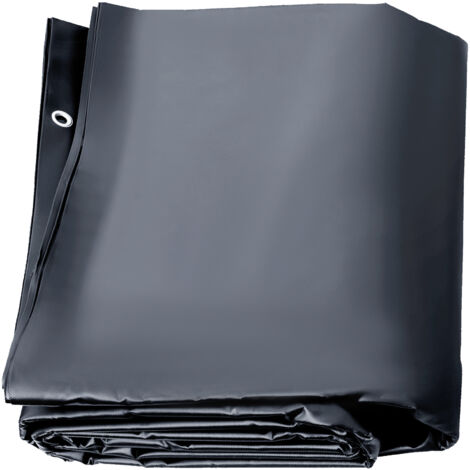 Mophorn Bâche de sécurité rectangulaire pour piscine 12x22 pieds, PVC solide avec trous de drainage, couverture de sécurité d'hiver pour piscines creusées, gris foncé