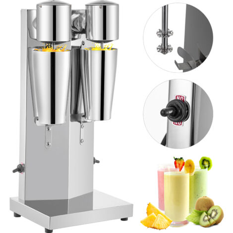 Mophorn Kit de machine à milkshakes  Machine à milkshakes électrique en acier inoxydable  Machine à milkshakes classique à double tête 180 W avec tasse de 800 ml (1/5)