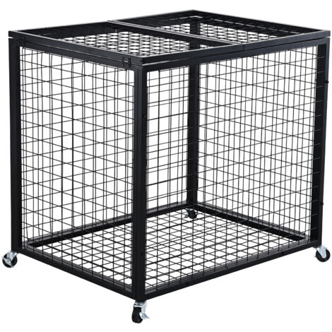 Mophorn – Chariot de rangement à roulettes pour ballons de sport – Acier au carbone – Cage verrouillable à double couvercle – 30,97 lb