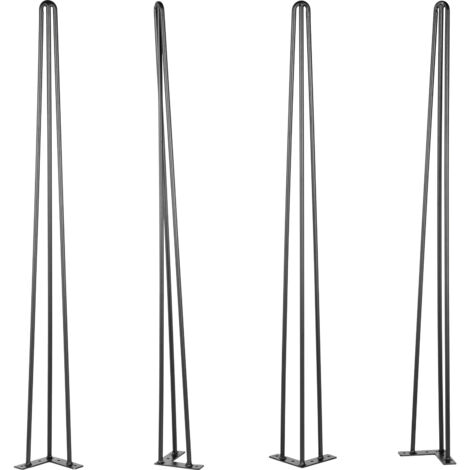 Mophorn Pieds de table en épingle à cheveux  30 pouces Noir Ensemble de 4, capacité de 220 lb, acier au carbone