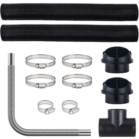 Mophorn Ensemble de conduits de chauffage diesel , tuyau d'échappement en acier inoxydable de 1", 2 bouches d'aération, tuyau de conduit d'air extensible de 3", connecteur de sortie d'air en T et coll (1/5)
