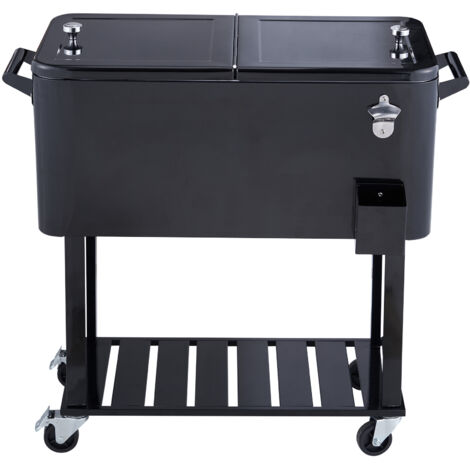 Glacière à Roulettes 57 L – Avec Ouvre-bouteille, Chariot Bar Mobile – Idéale Pour Fêtes, événements, Barbecue