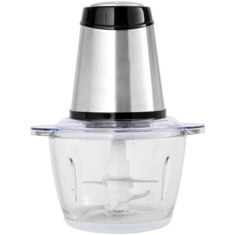Mophorn Hachoir électrique, robot de cuisine à bol en verre de 5 tasses, hachoir à viande pour la cuisine, argenté