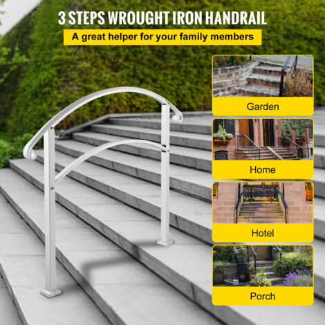Insaga Rampe D'Escalier Extérieure 43,2 Cm – Main Courante Murale Robuste Pour 1-2 Marches, Noir Mat Antidérapant