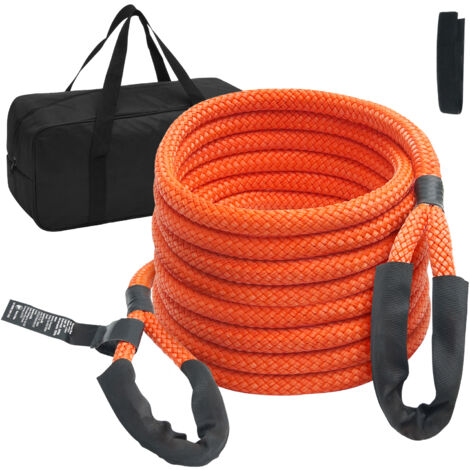 Mophorn Corde de remorquage cinétique 1" x 30', 38 000 lb, sangle robuste, énergie à 30% d'élasticité pour Jeep, camion, SUV, tracteur