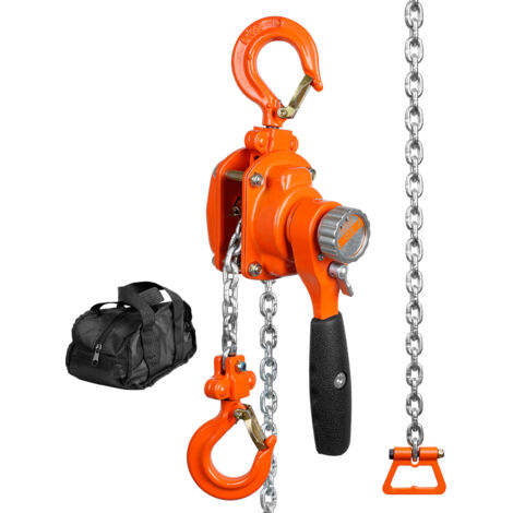 Mophorn – Palan à chaîne manuel à levier – Capacité 0,25 T (550 lb) – Hauteur de levage 2,80 m (10 pi) – Acier au carbone G80 avec frein à double cliquet