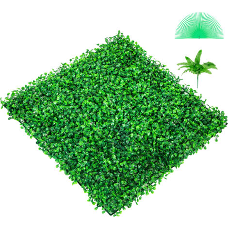 Mophorn Panneau de buis artificie UV, 6 panneaux muraux de haie de buis, 20"x20" 4 cm d'herbe verte, fausse toile de fond pour clôture d'intimité, jardin intérieur/extérieur, arrière-cour