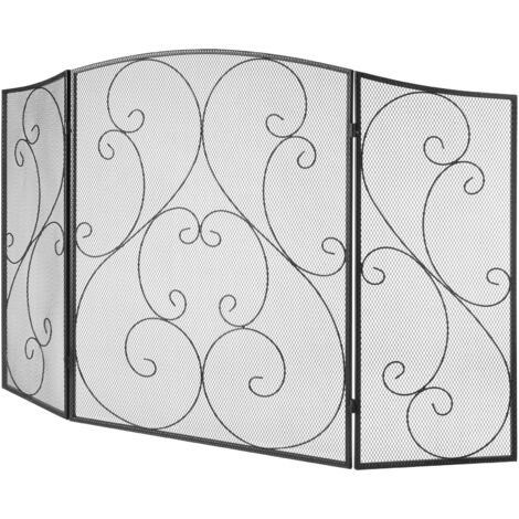 Mophorn Pare-étincelles à 3 panneaux en maille de fer robuste 122 x 76,7 cm, sans assemblage, clôture autoportante pour décoration de salon ou de maison, vintage