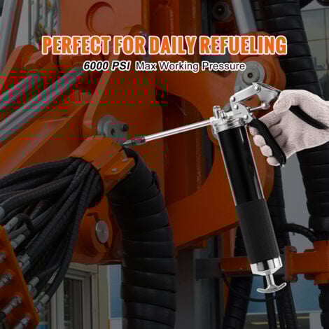 NCOALE Embout Pompe A Graisse, Double Poignée G Coupler Raccord De Pistolet à Graisse Avec Tuyau De 30 Cm, Verrouillage Pistolet à