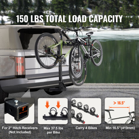 Porte-Vélos 4 Vélos MAXXHAUL - Support Attelage 68kg - Basculement Accès Coffre - Acier Renforcé