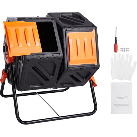 Mophorn – Composteur rotatif 37 gallons – Double chambre 360° – Construction PP sans BPA – Accès facile avec porte coulissante – Pour compostage rapide