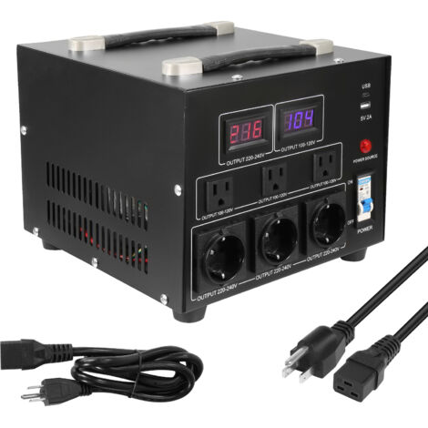 Transformateur convertisseur de tension Mophorn, transformateur élévateur/abaisseur robuste de 3 000 W, convertit 110 V en 220 V et 220 V en 110 V, avec prises US/EU et port USB 5 V, certifié CE