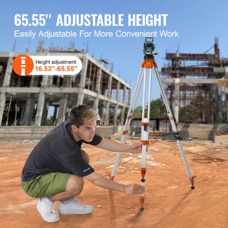 Mophorn Trépied niveau laser, support fileté 5/8"-11, hauteur réglable 16,53-65,55 pouces, trépied d'arpentage robuste avec pieds rétractables, antidérapants