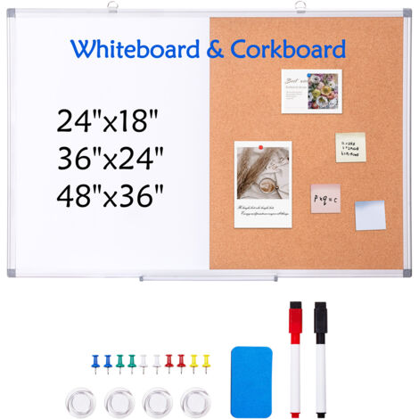 Lavagna Combinata Relaxdays 2in1 - Whiteboard E Sughero, Con Cornice Alluminio - Foto 6
