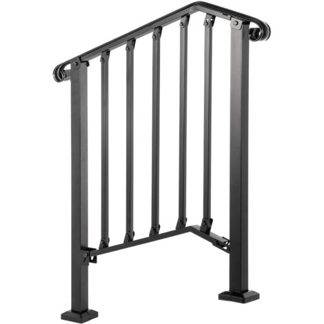Piquet de rampe Mophorn 2 pour rampe à 2 marches, noir mat Métal, utilisation extérieure