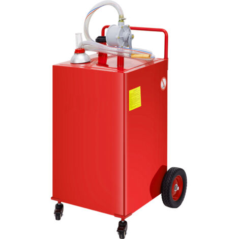 Bidon de carburant Mophorn de 35 gallons, réservoir de stockage d'essence sur 4 roues avec pompe de transfert manuelle, bidon de carburant diesel à essence rouge pour voitures, tondeuses à gazon, VTT