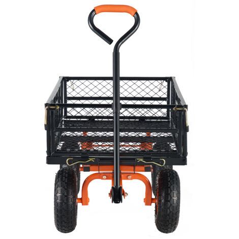 Mophorn Chariot à benne basculante – Chariot de jardin en métal avec cadre facile à assembler, capacité de 880 lb, poignée convertible 2 en 1, brouette utilitaire avec pneus de 10 pouces (1/5)