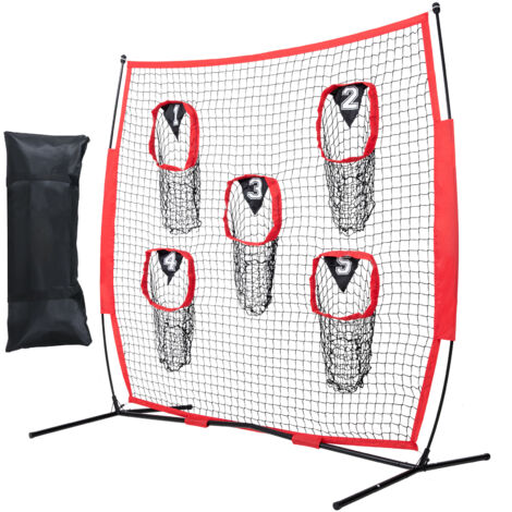 Filet De Lancer Baseball 9 Trous - Cible D'entraînement Avec Strike Zone, Rouge