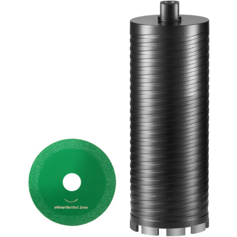 Foret à carotter Mophorn, forets diamantés humides/secs de 4 po pour briques et blocs. Foret à carotter le béton avec adaptateur de foret pilote et lame de scie. Profondeur de perçage de 9,5 po, filet (1/5)