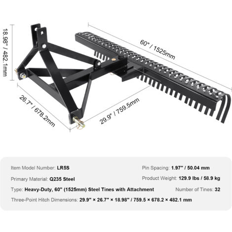 Costway – Scarificateur manuel 44 cm avec pointes de 3 cm – Poignée amovible 128 cm – Aérateur pour pelouse et jardin – Bouclier de protection