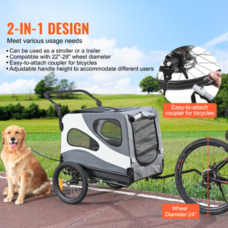 Remorque Vélo Poussette Pour Chien ARGO - Taille M - Chariot Animaux - 5 Couleurs