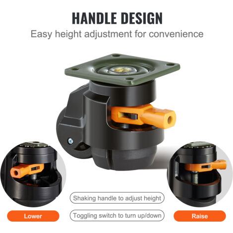 HomeGoGo Roulettes De Nivellement - Lot De 4, 75mm, Charge 280kg - Pour Meubles Lourds, Machines