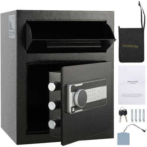 Mophorn – Coffre-fort de dépôt 1,7 C avec fente de dépôt – Serrure électronique à code – Alarme automatique 30s – Acier robuste 10mm – 13,77'' x 11,81'' x 17,71''