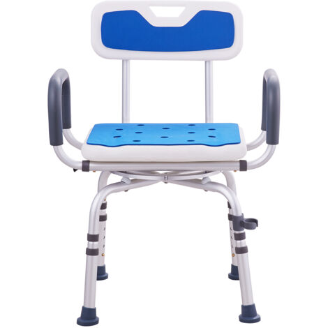 Mophorn Chaise de douche pivotante à 360°, siège de douche réglable avec accoudoirs et dossier pour douche ou baignoire, siège de baignoire rotatif antidérapant pour personnes âgées, handicapées