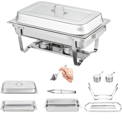 Plat à Frire En Inox 6L Avec Couvercle - Pour Buffet, Fête, Maintien Au Chaud | Dimensions ~21x26x26 Cm
