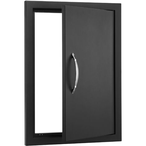 Mophorn Porte d'accès pour barbecue , porte de cuisine extérieure simple de 415 x 570 mm. Montage encastré pour plaque froide. Mur vertical avec poignée pour îlot de barbecue et station de grillades