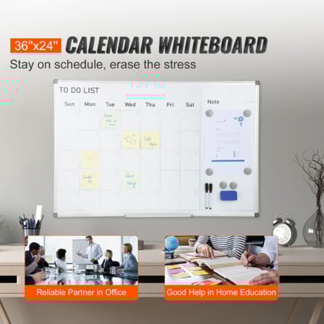 U Brands Calendrier Hebdomadaire Magnétique Encadré Effaçable à Sec, Fournitures De Bureau, Cadre Noir, Avec Marqueur, Aimant, 27,9 X 45,7 Cm