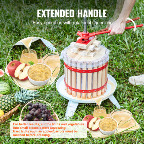 Presse à Fruits 12L + Moulin à Fruits 7L - En Acier Inoxydable Et Bois De Chêne - Pour Jus, Vin, Cidre Maison - 5