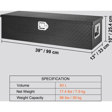 Boîte à Outils Aluminium Pour Camion - 30" X 13" X 10" (LxLxH) - Range Sous Le Châssis - Argent