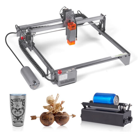 Mophorn Graveur laser 10 W, grande surface 15,7" x 15,7", rouleau rotatif, coupe haute vitesse pour bois, métal, acrylique, 10 000 mm/min, point comprimé